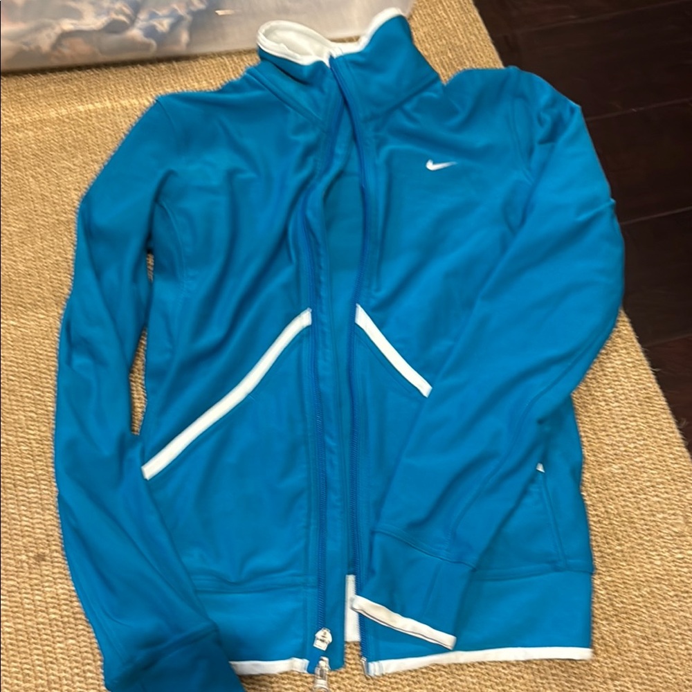 Nike Blue and White Track Jacket Full Zip Athletic
